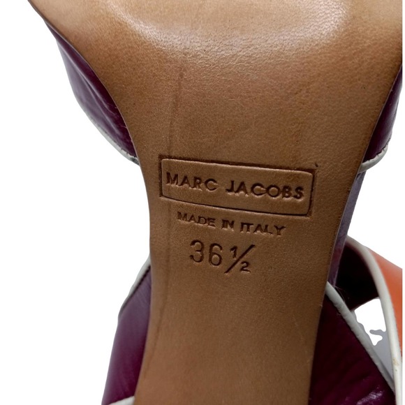 Marc Jacobs Magenta Pink Orange White Piping Heeled Sandal European 36.5… - Picture 14 of 14